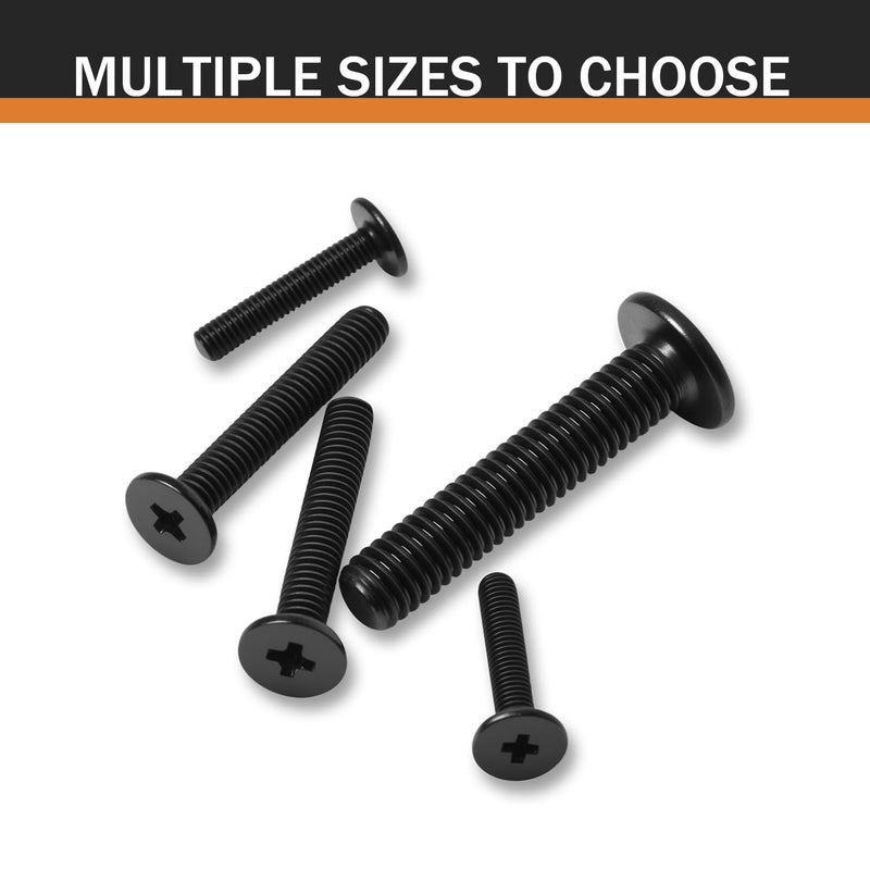 HEXPHANT Store M5-0.8 x 45mm 25Pcs Flat Round Head Machine Screws, Black Oxide 304 Stainless Steel Phillips Cross Drive Screws Hardware Fastener - Image 5